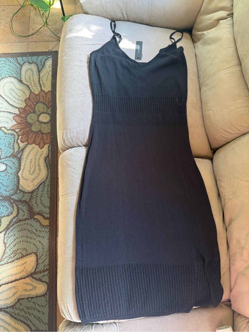 Bobi Black Black Lightweight Knit Sleeveless Midi Slip Dress- NWT